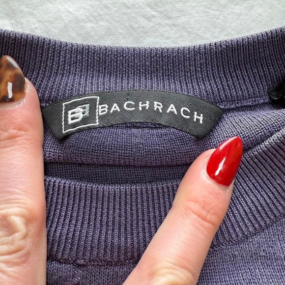 Bachrach Purple 100% Silk Slim Knit Pullover Sweater Sz XL Preppy Minimalist - Picture 3 of 6